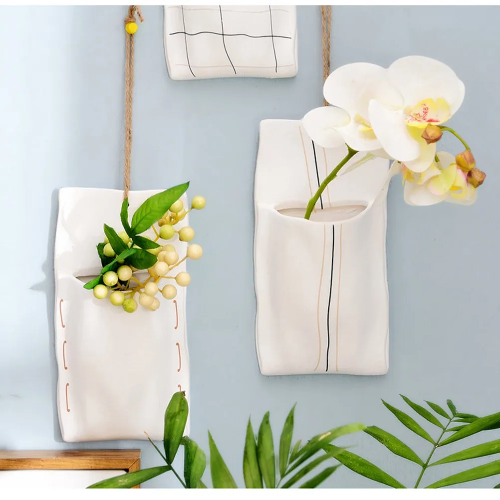 Wall-Mounted Ceramic Hanging Pot Small Size Creative Indoor Planter Large Capacity Eco-Friendly Flower Holder for Home Living
