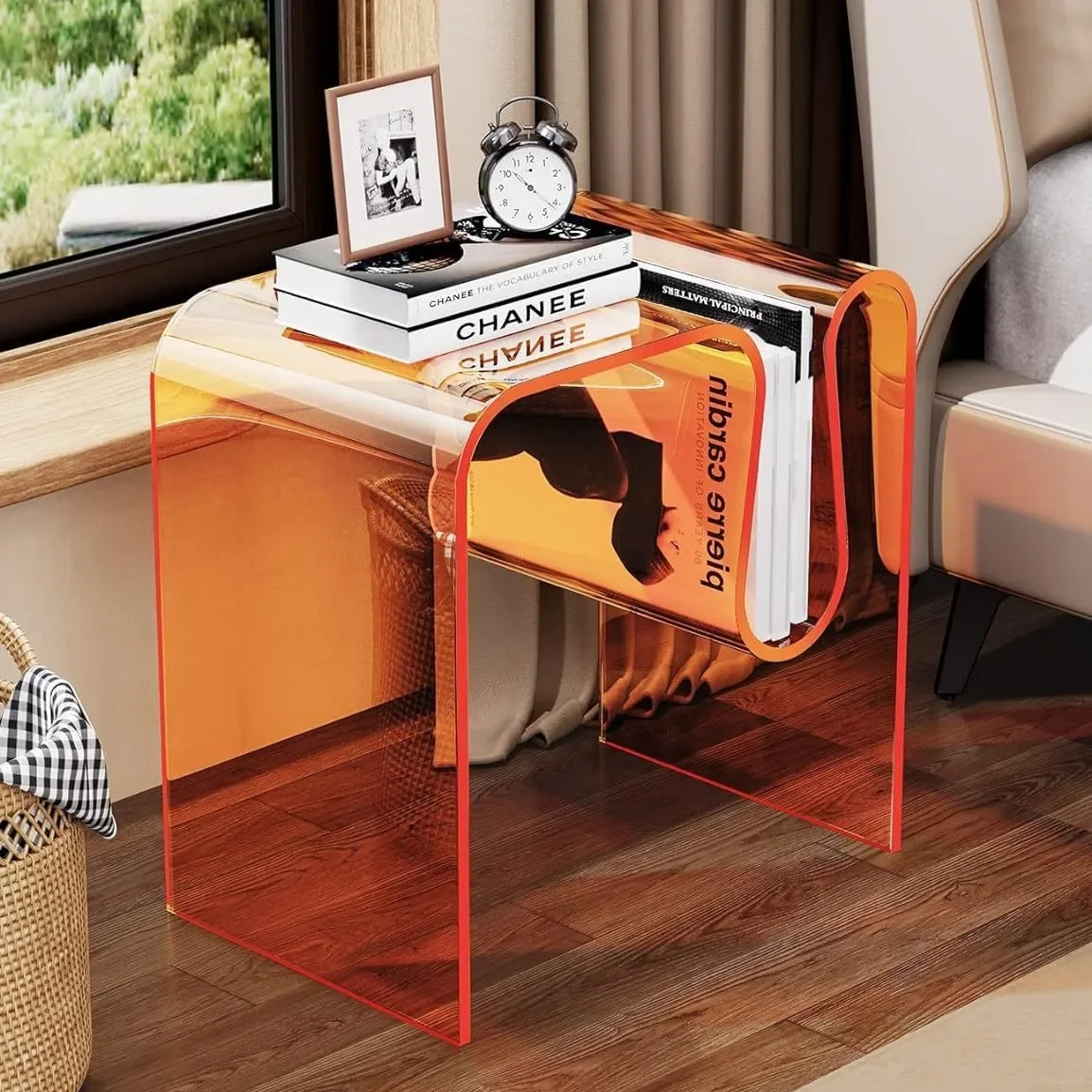 Acrylic Transparent Side Table Living Room Coffee Table Bedroom Bedside Table Simple Coffee Tables M-shaped Side Tables