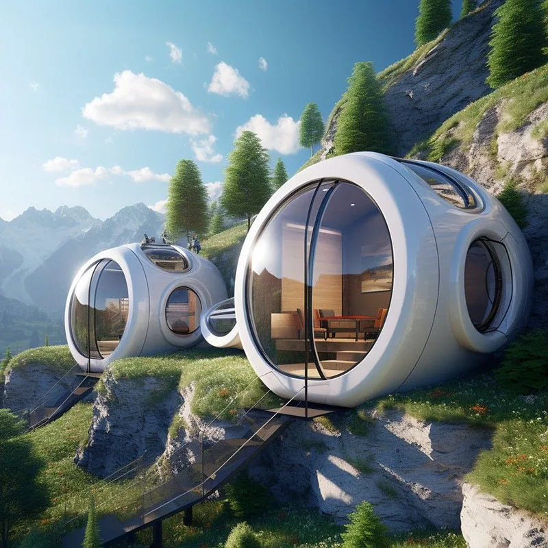 prefabricated portable mobile capsule  cabin luxury modern steel structure