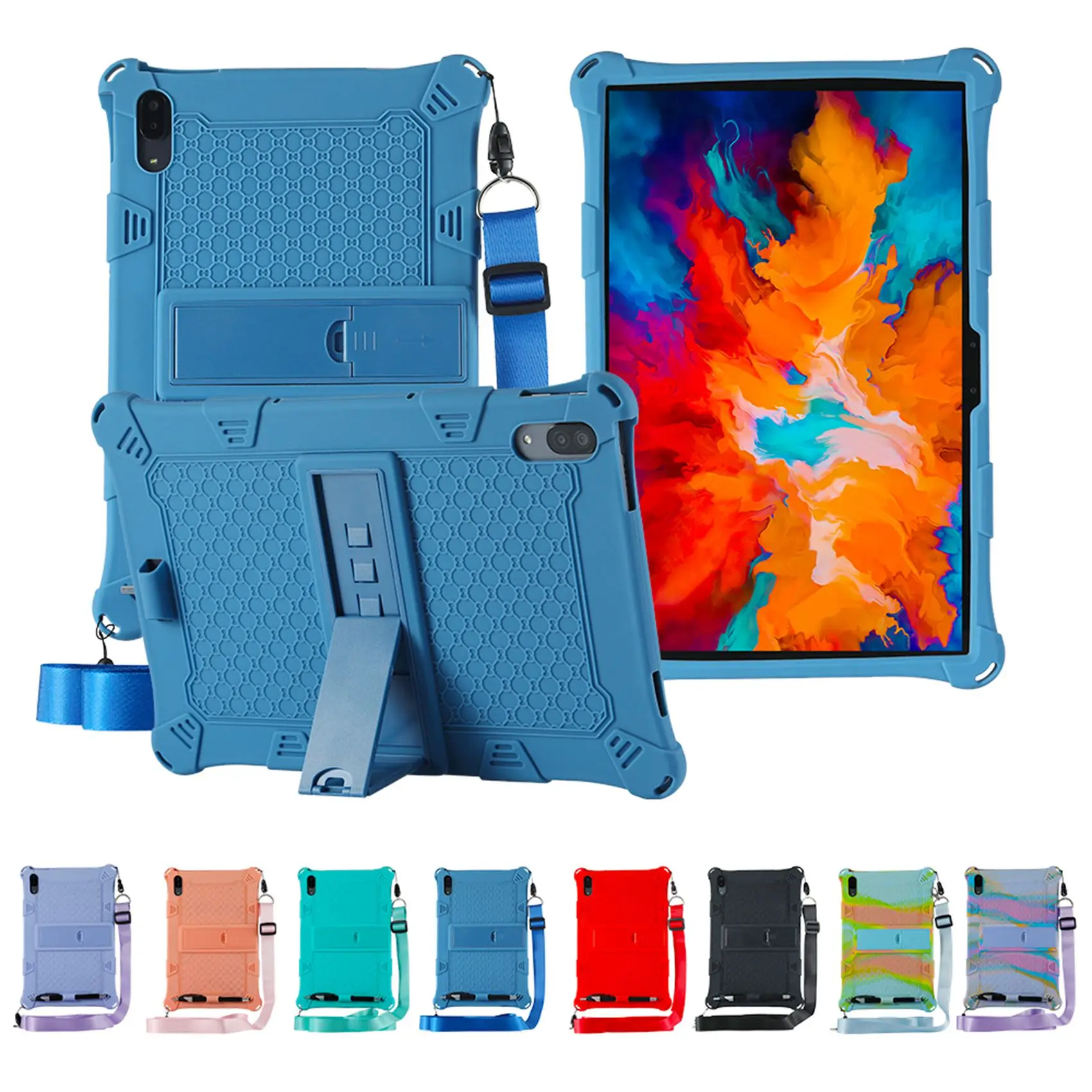 حافظة من السيليكون لجهاز Lenovo Xiaoxin Pad Pro TB-J706F مقاس 11.5 بوصة حافظة مضادة للسقوط مع تابلت قابل للتعديل