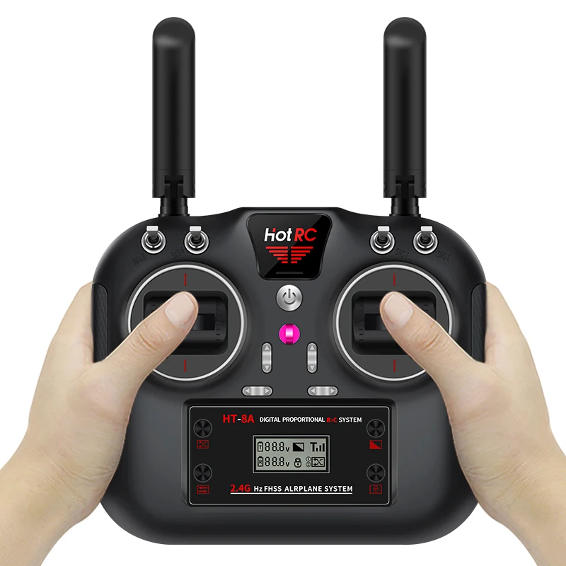 HotRC 6CH 8CH 2.4G HT-6A HT-8A Remote Control PWM Transmitter with Receiver Radio System for RC Model Aircraft Vehicles Ship Toy