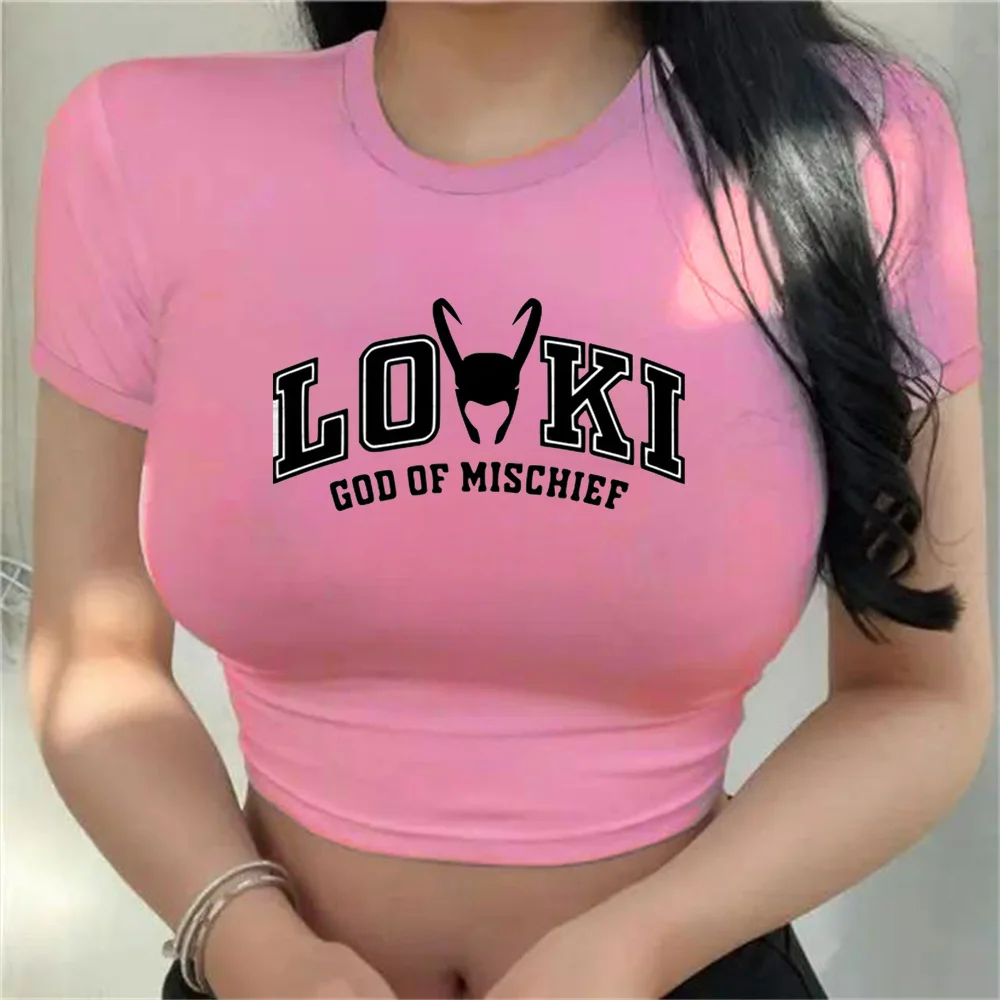 Sexy Crop Top Women 1898 Brooklyn York Letter Loki Print Vintage Girls Oversized T Shirt Simple Clothes Y2K Tshirt