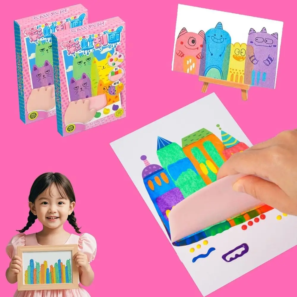 

Drawing Papers Squeegee Art Kids Paint Kit DIY Material Painting Art Supplies Rainbow Dot Scratch Painting Arts