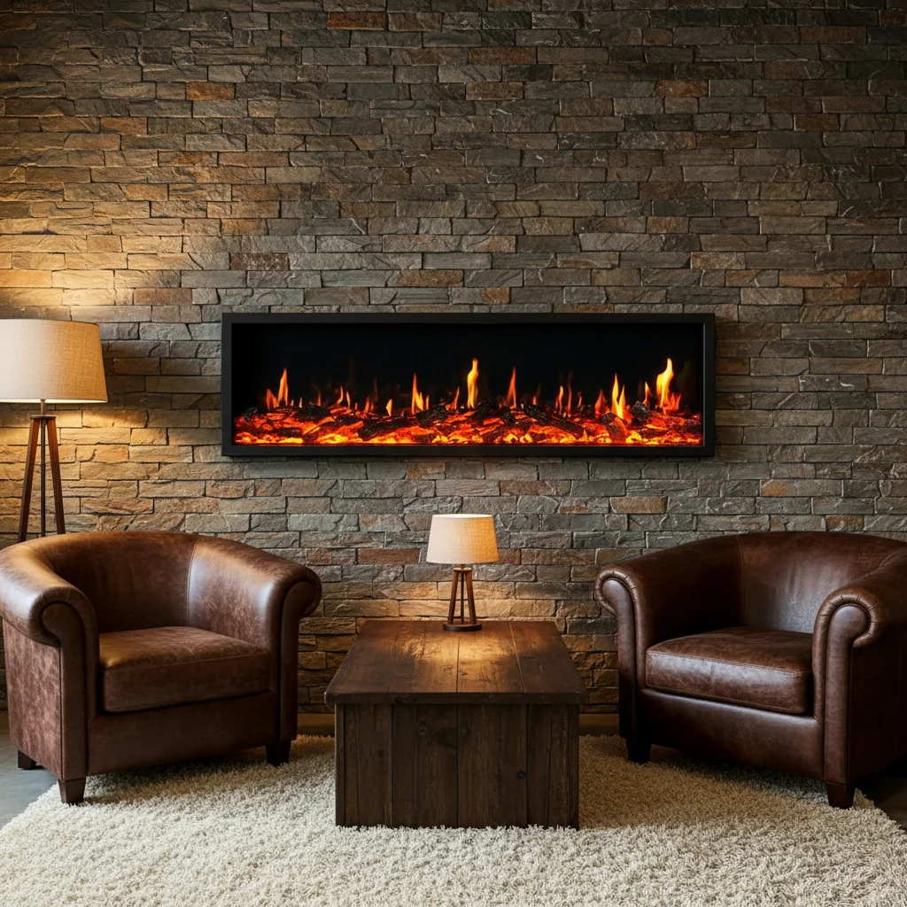 Wall-Mounted LCD Electric Fireplace - Multi-Scene Flame Effects, Adjustable Heating, Remote Control, CE Certified