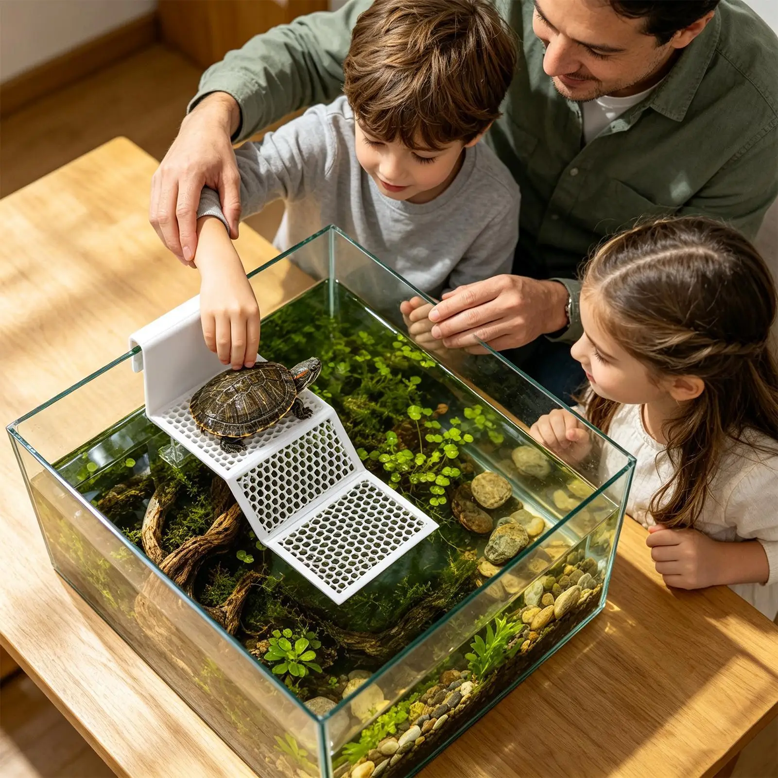 Adjustable Suction Cup Turtle Basking Platforms Hanging Reptile Resting Dock With Clip Aquarium Ramp For Turtle Frog Newt