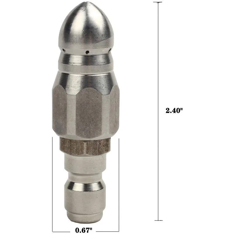 Buse de jet d'égout pour nettoyeur haute pression, acier inoxydable, conception durable, connecteur rapide, 1,4"