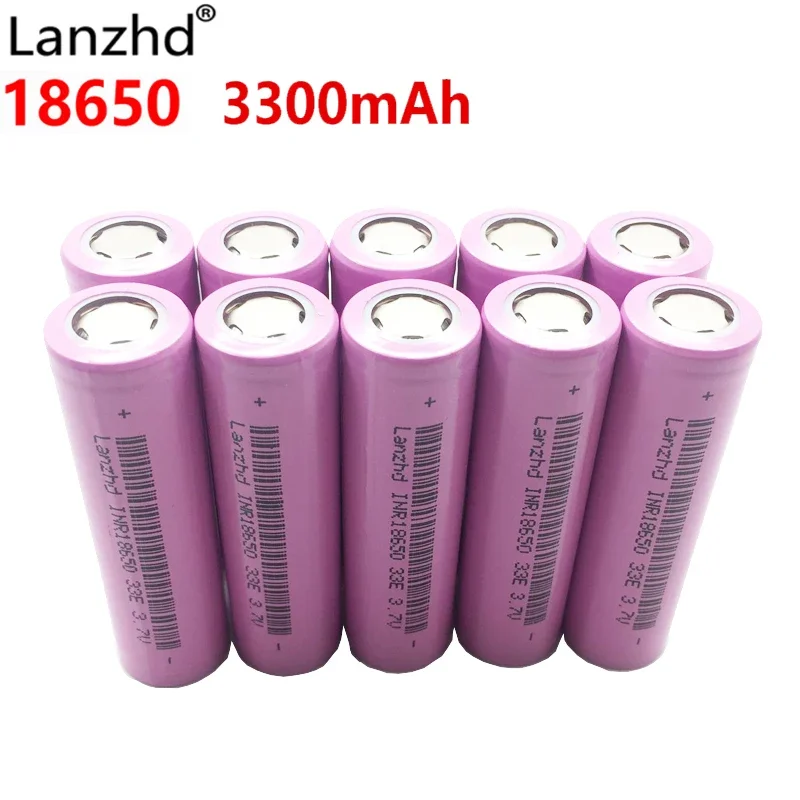 10PCS Battery lithium 18650 Rechargeable batteries Li ion INR18650 33E 3300mah 30A discharge For electronic cigarette 18650 VTC