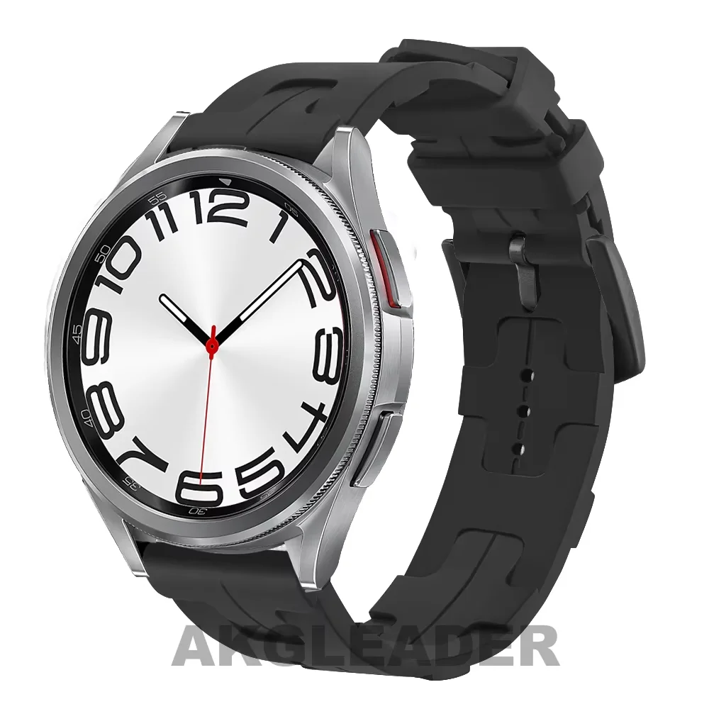 

Fluororubber Checkered Watch Band For Samsung galaxy watch 8 Classic strap for 40mm 44mm Sport bands For watch 7 ultra Bracelet