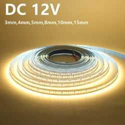 12V LED Strip SMD 2835 120/240/480LEDs/m Flexible Tape Soft Lamp Bar Natural White /Warm White/White 3/4/5/8/10/15MM LED Ribbon