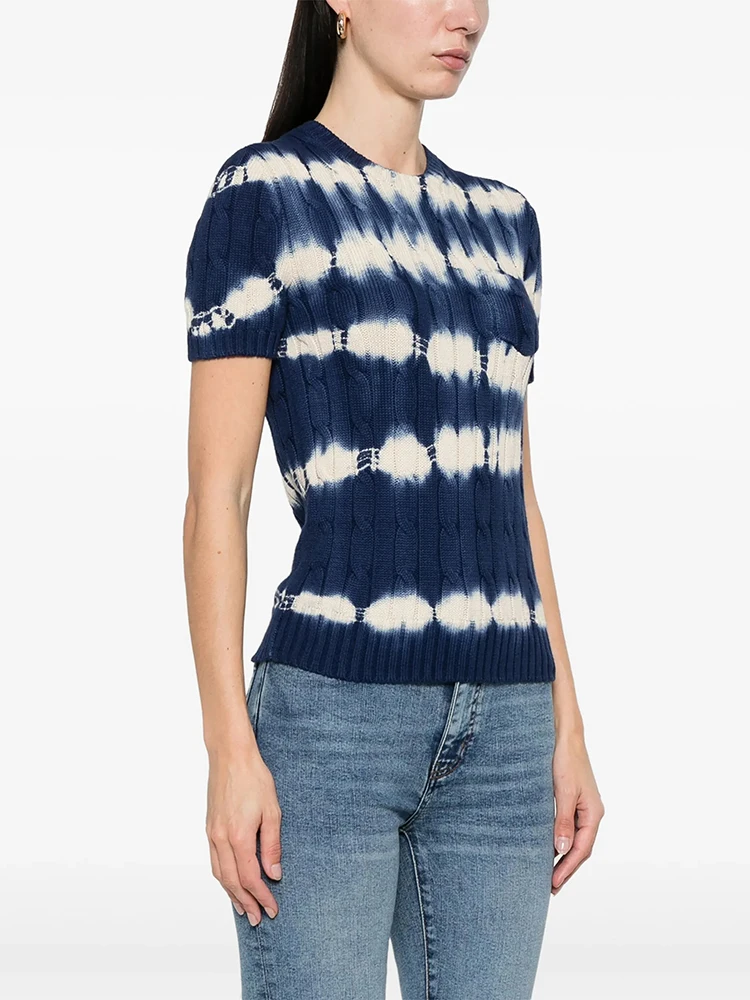 

Женский вязаный свитер Slim Fit ort Sve, летний хлопковый круглый пуловер с принтом тай-дай, модный маленький эмбрит...