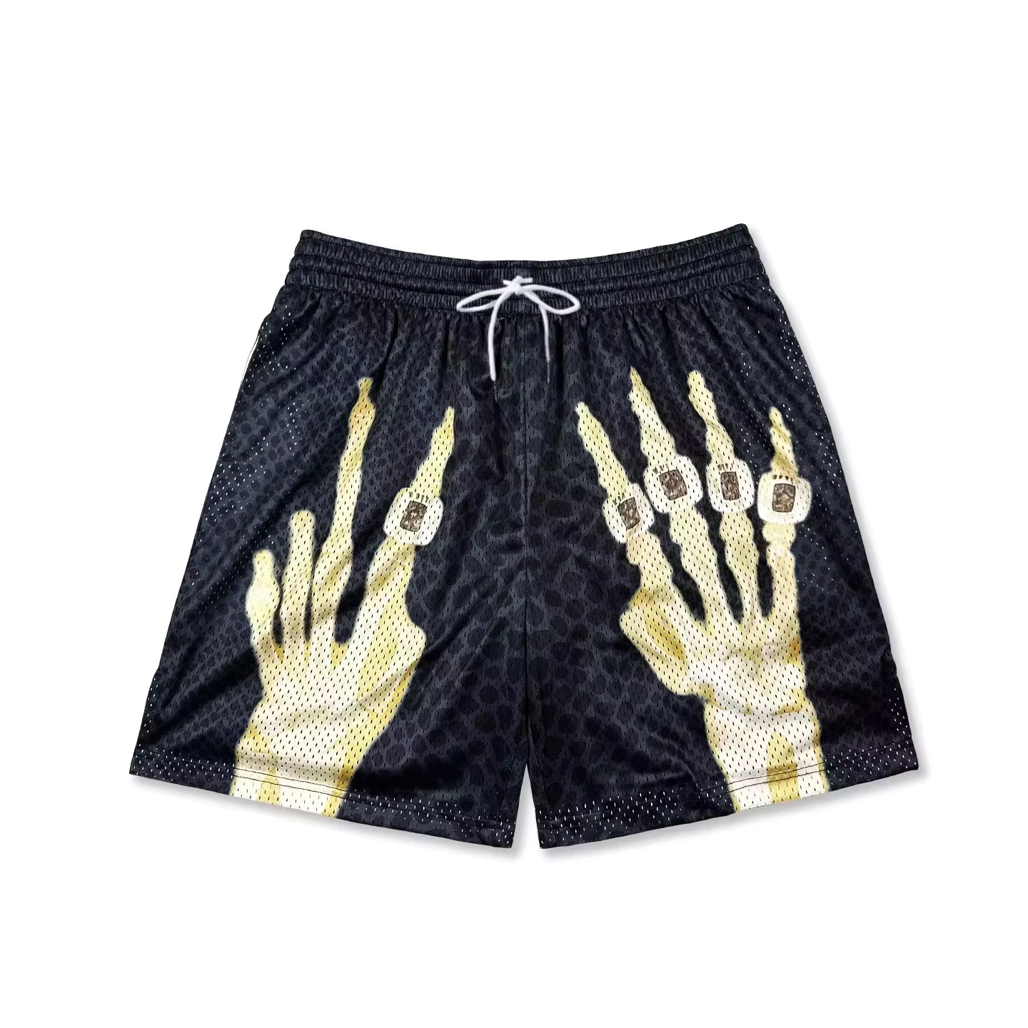 2026 New Men Women Quick Drying Breathable Skeleton Hand Pattern Print Short Pants Summer Streetwear Beach Casual Trendy Pants