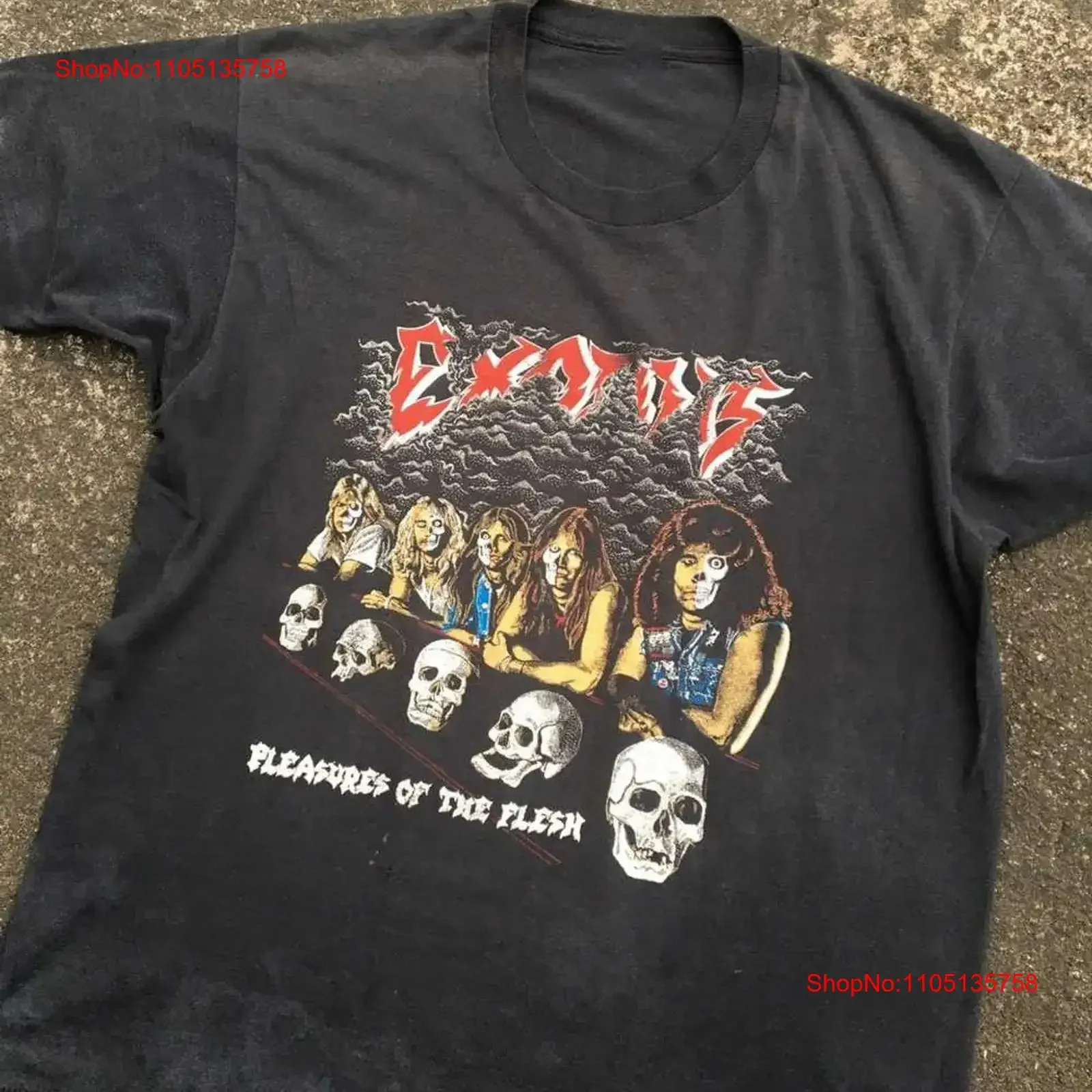 Exodus Band Pleasures Of The Flesh T Shirt S 2345XL ED139 vintage Washed designer clothes homme Breathable graphic Stylish