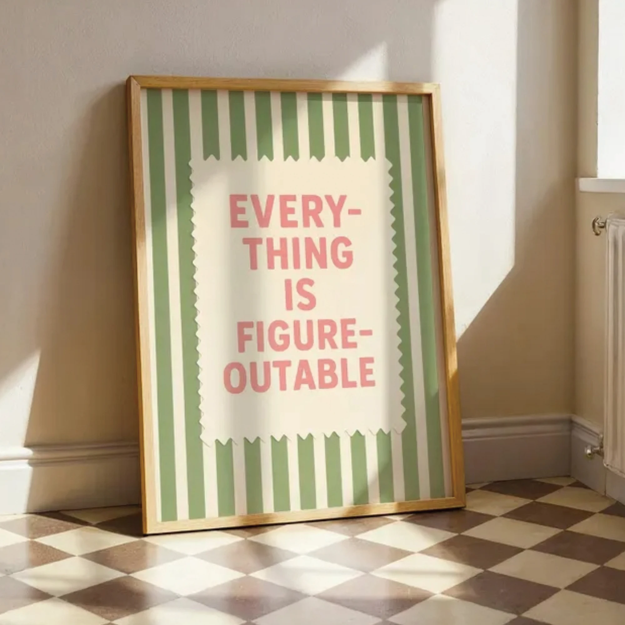 Everything Is Figureoutable Sage Green Zitat-Wandkunstdruck, Leinwandgemälde, Poster, Bild für Wohnzimmer, Schlafzimmer, Heimdekoration