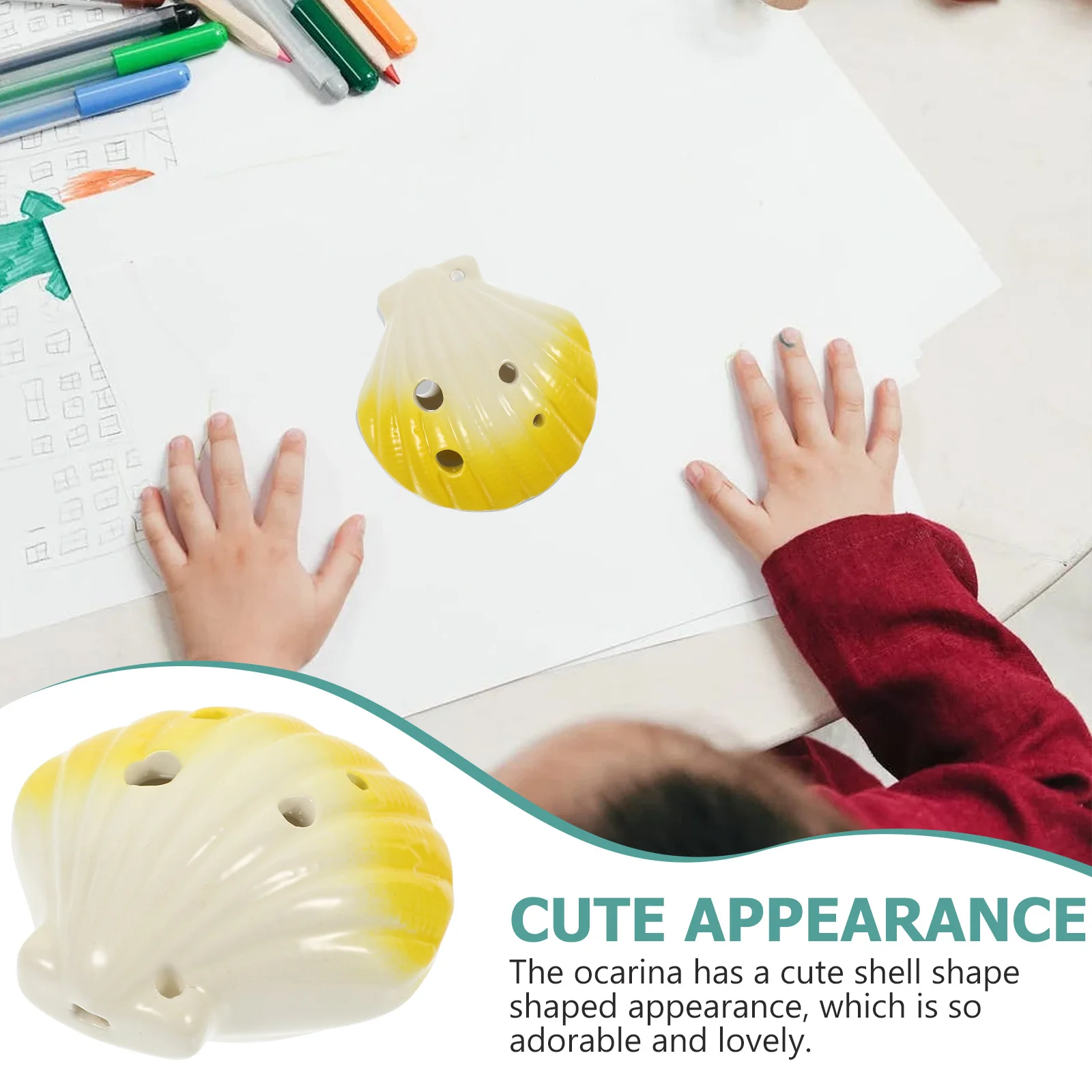 

Portable 6 Hole Ceramic Ocarina for Kids and Beginners Professional Grade Practice Wind Instrument Creative Shell-Shaped Music