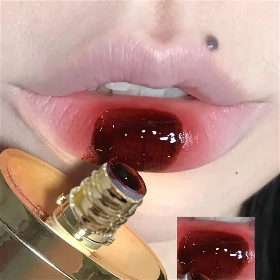 Golden Tube Cherry Pink Mirror Water Lipgloss Lip Glaze Matte Lipstick Waterdichte vloeibare lippenstift Naakt Bruin Heldere Tint Make-up