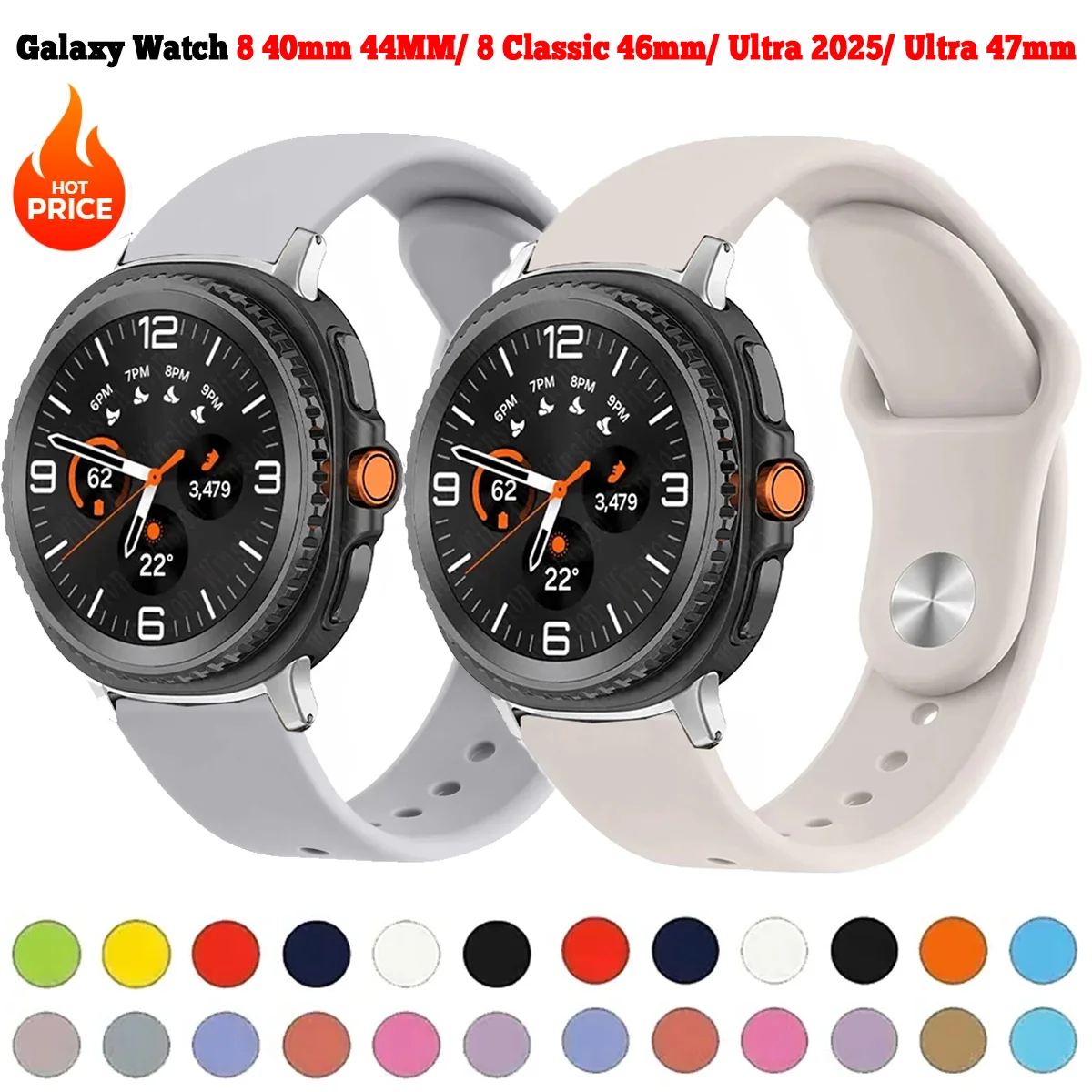 

Мягкий силиконовый ремешок для Samsung Watch 8 40 44 Galaxy Watch 8, классический сменный ремешок для часов для женщин и мужчин без зазора Galaxy Watch8 Correa