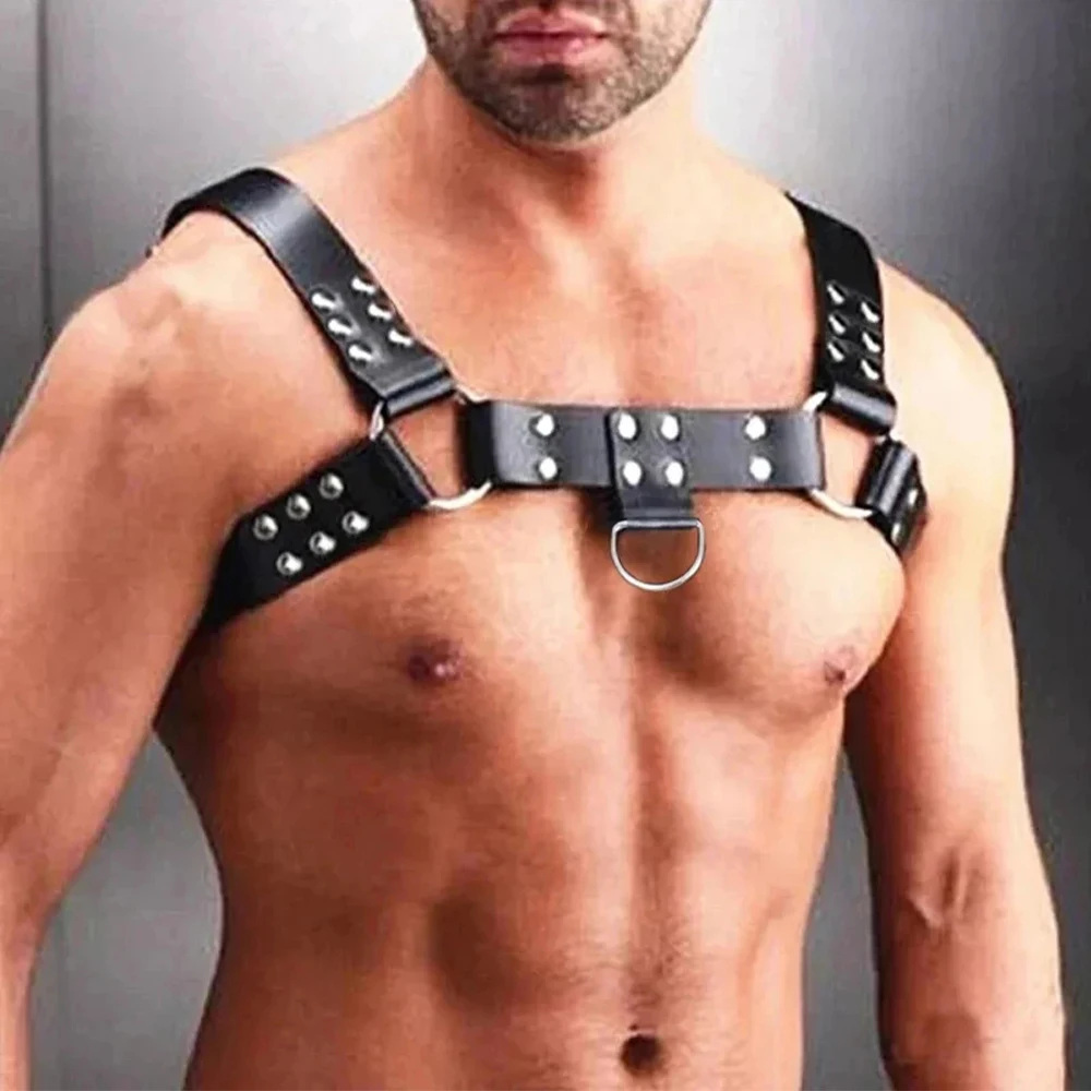 Male Sexy Chest Harness Belt Body Bondage Men Leather Lingerie Fashion Bra Strap Belts Gothic Fetish Gay Rave Clothing for Sex