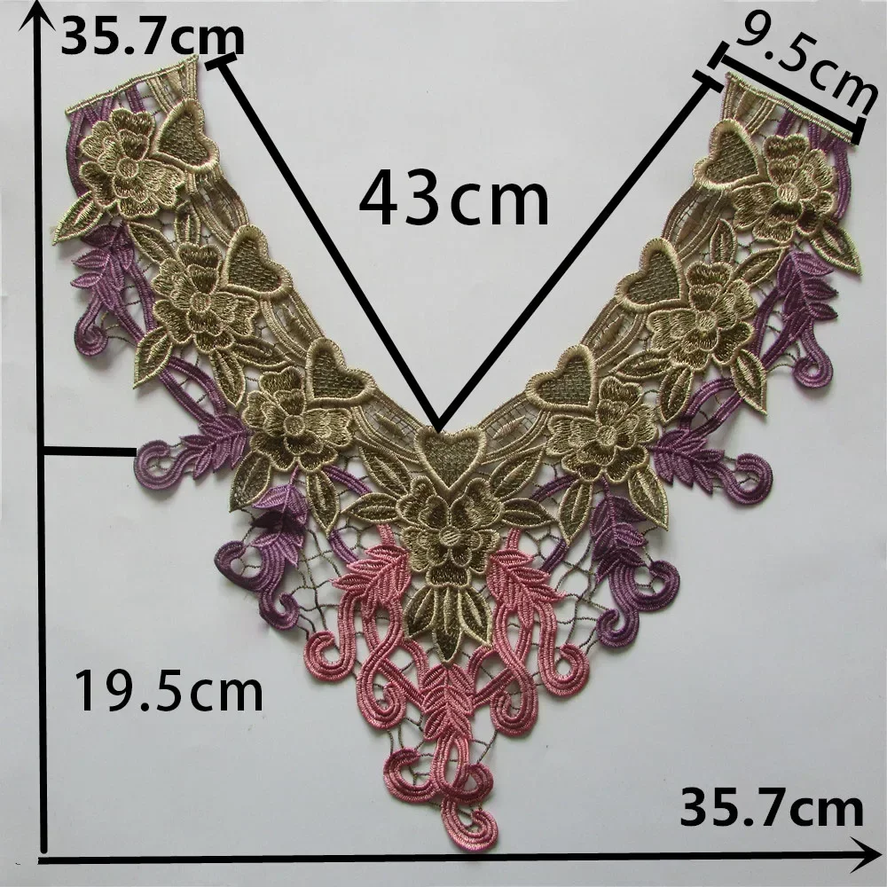 Wholesale sales 1-10 pieces of polyester embroidery sewing collar shaped lace DIY decoration clothing accessories lace fabric