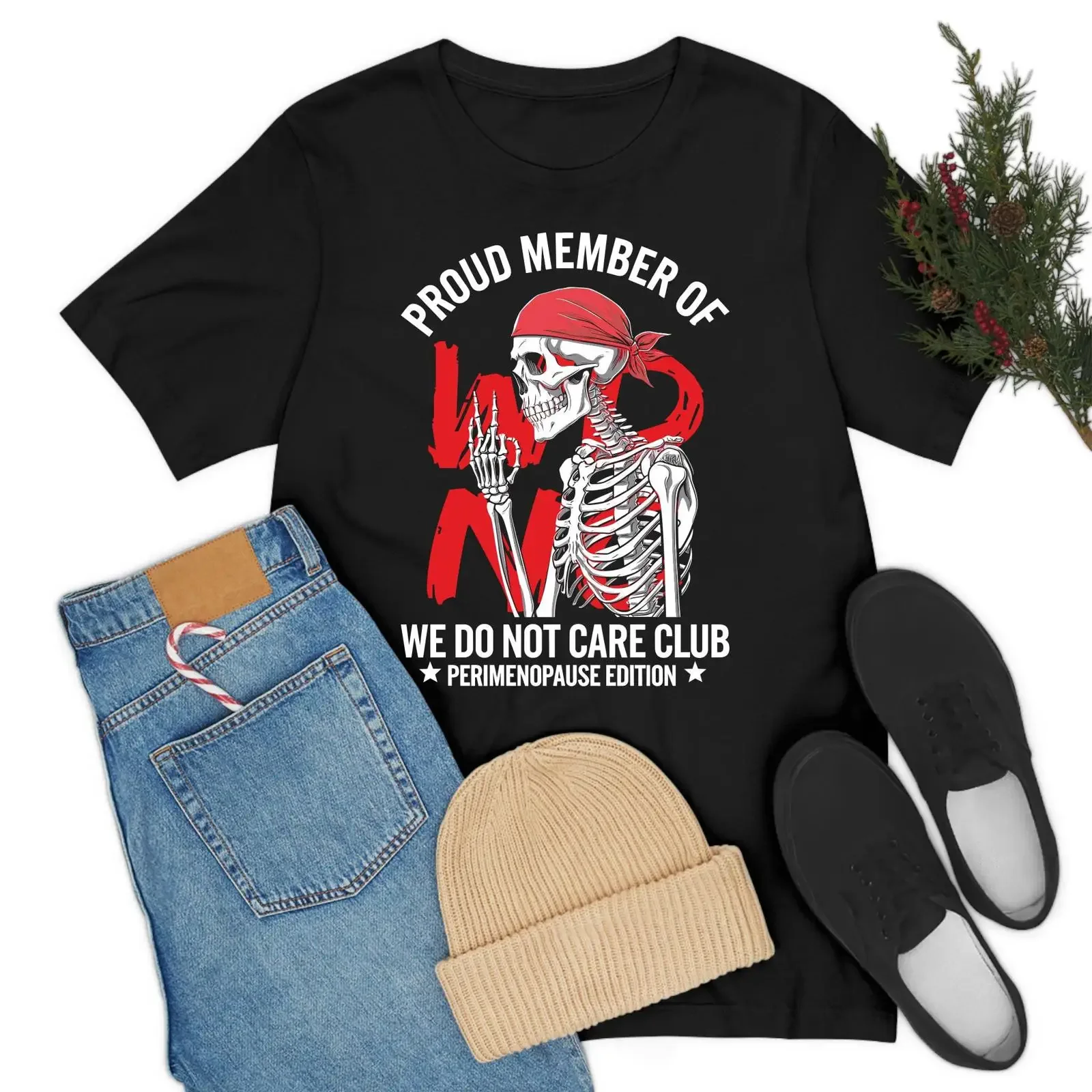Lustiges T-Shirt „Member of We Do Not Care Club Perimenopause Edition WDNC“ für Vintage-Stil, gewaschen, weich, atmungsaktiv, Designer-Kleidung