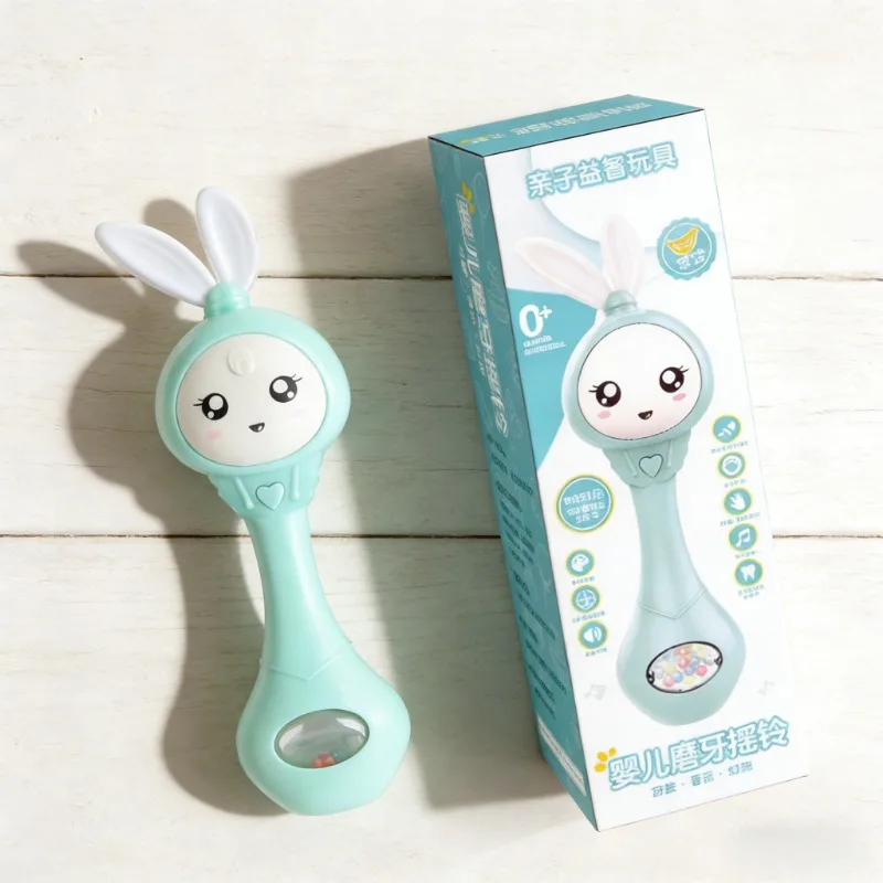 Fun Baby Hand Bell Music Flashing Rattles Toy Teether Infant Stop Weep Tear Early Educational Musical Toy Newborn Boy Girls Gift