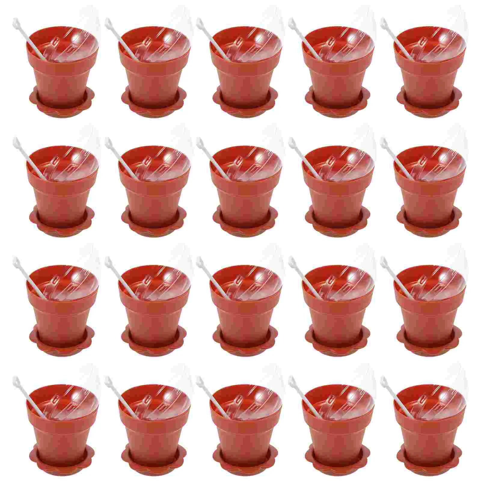 20 Sets Plant Nursery Pot Dessert Plastic Containers Yogurt Cups Small Cake Flowerpots Mini for Decorative Pudding Outdoor