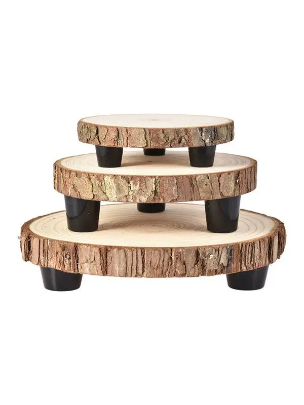 

Wooden Planter Stand Kitchen Bathroom Countertop Tray Set Of 3 With S M L Size Space-saving Bathroom Shower Organizer For Plant