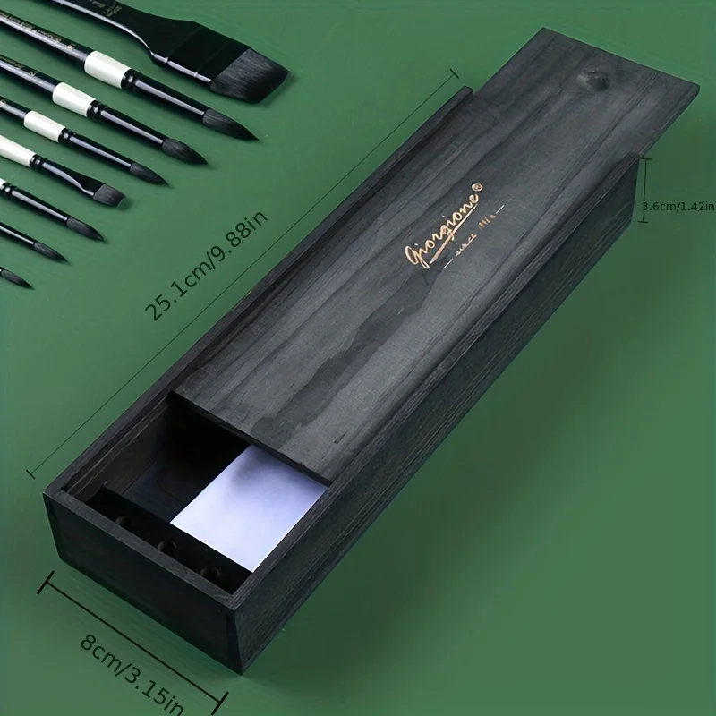 10Pcs Watercolor Brush Set Professional Paint Brushes for Artists，Mixed Hair Brush,Flats, Oval Wash for Water Color, Gouache ,Wooden box packaging
