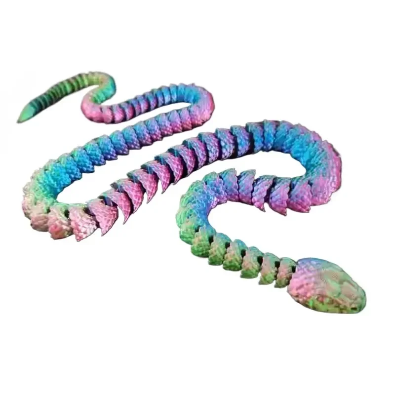 3D Printing Animal Toy Ornaments Movable Length 82cm Variable Simulation Snake Creative Toy Home Decor Silk Gradient Color