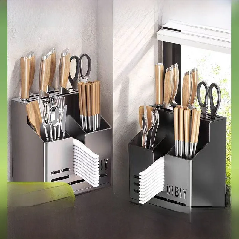 

Modern mat Kitchen Wall Mounted Storage Ra Inteated Chopstis Drainage elf Multifunctional Knife Holder Storage...