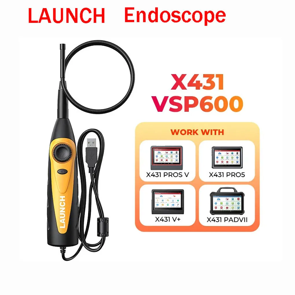 LAUNCH X431 VSP600 Videoscope Camera Endoscope OBD2 Scanner Video for X431 V/PRO3S+/PAD V Car Inspection Mirror 6LED Adjustable