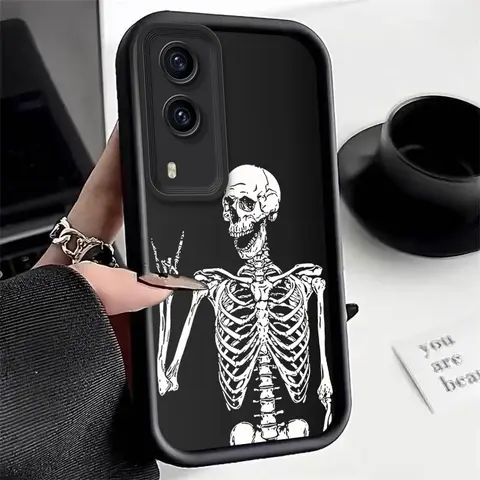 Skull Silicone Phone Case For VIVO Y77 Y75 Y93 Y97 Y91 Y81 Y95 Y27 Y90 Y89 Y28 Y27 Y83 Y36 Y78 Y38 Y36 Y55 Y52 Y72 4G 5G Cover