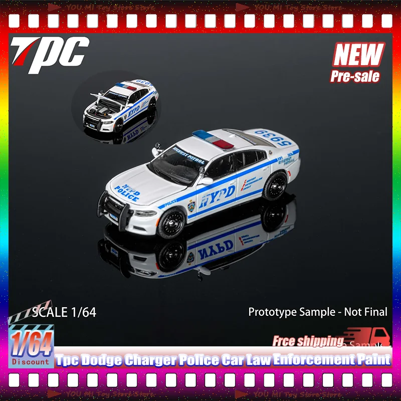 

New Tpc 1:64 Dodge Charger Police Car Model Law Enforcement Alloy Die-Cast Miniature Open Lid Customized Toy Gift For Collectors