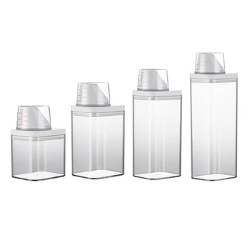 367A 측정 컵 밀폐 세제 용기가있는 사용자 친화적 인 세탁 분말 보관 버킷 세탁 세제 디스펜서