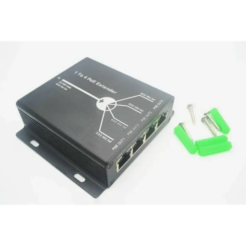 Extend 120m transmission distance with 10/100M LAN, 4 Port IEEE802.3at 25.5W PoE Extender / Repeater for IP camera