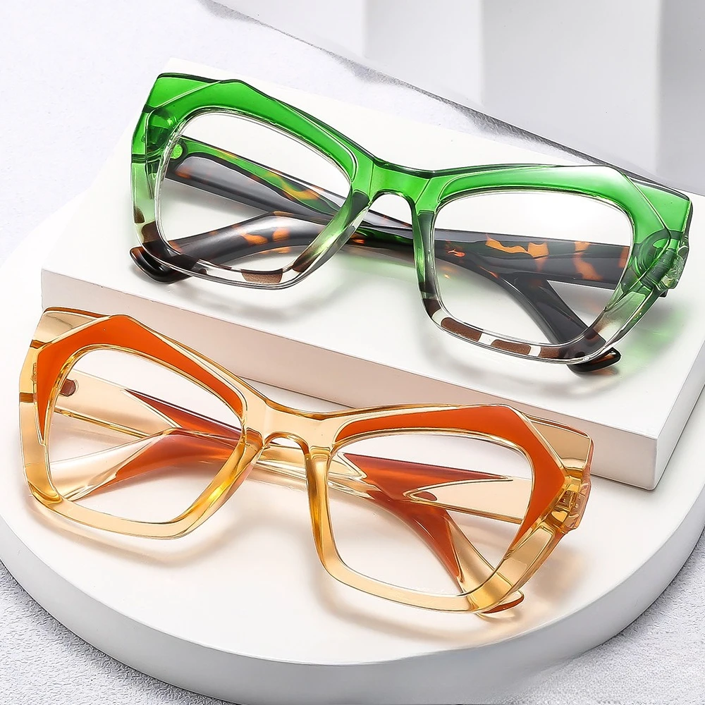 Katzenaugen-Lesebrille mit großem Rahmen, personalisierte Modebrille, hochauflösende Anti-Blaulicht-Presbyopie-Brille, 0 bis + 400