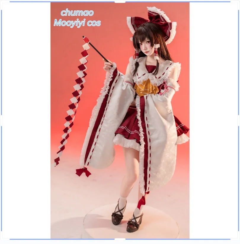 Touhou Hakurei Reimu Cosplay costume Halloween Christmas Role Playing Party Comic Project customized Red White Dress