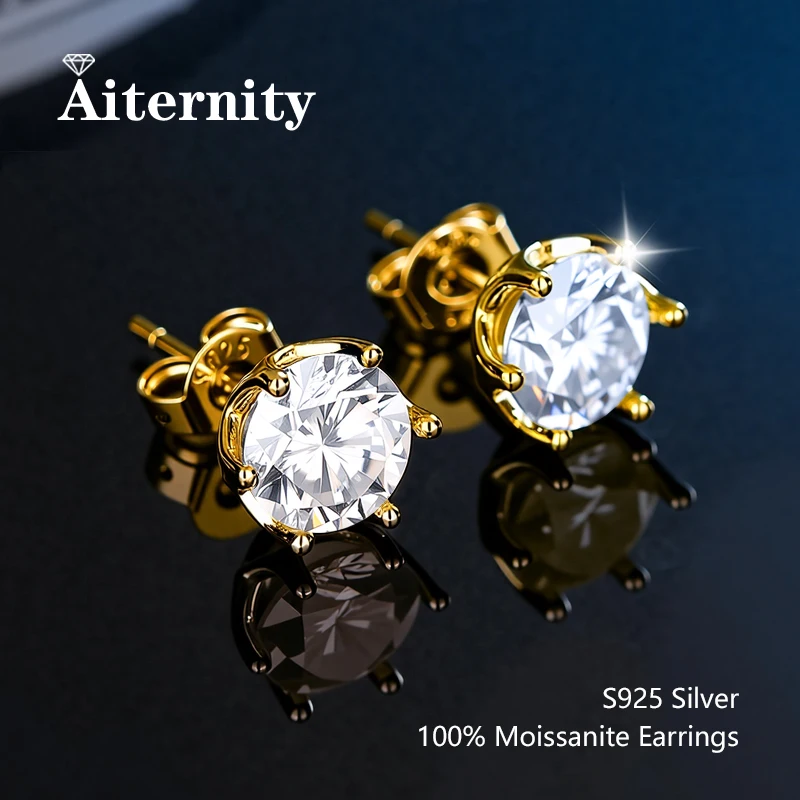 GRA Certificate 100% Moissanite Earrings for Women Pass Diamond Testing Pen Ear Studs 925 Sterling Silver Fine Jewelry