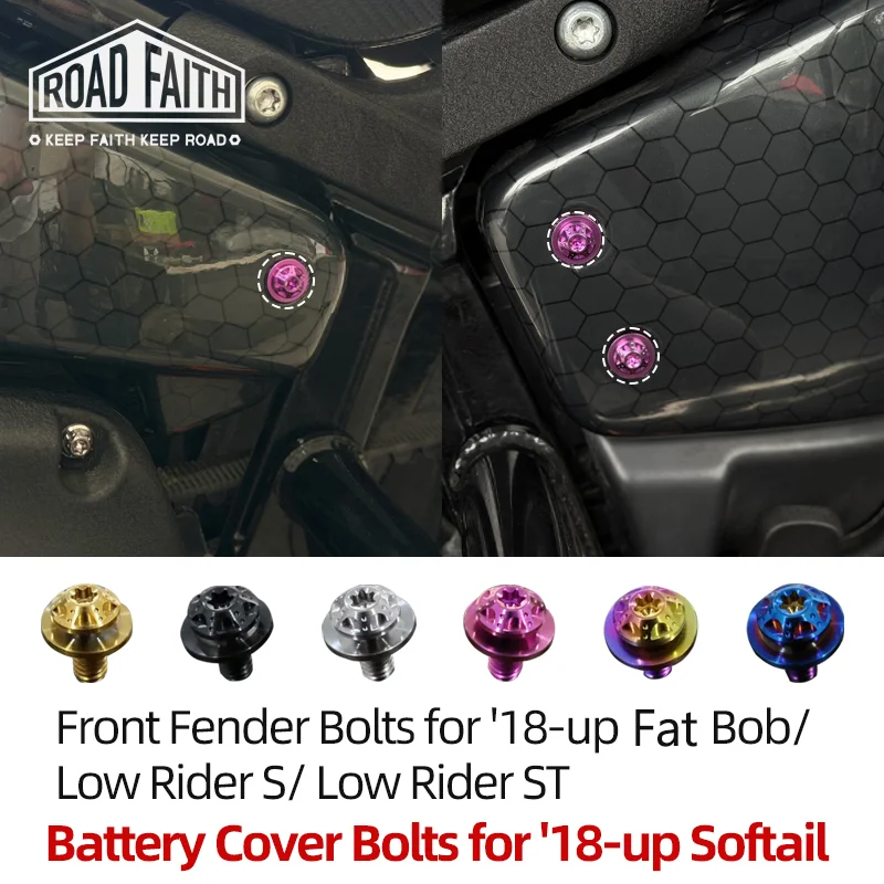 Motorcycle Titanium Alloy Front Fork Bolts Screws Battery Cover Bolts for Harley '18-up Softail Fat Bob Low Rider S Low Rider ST
