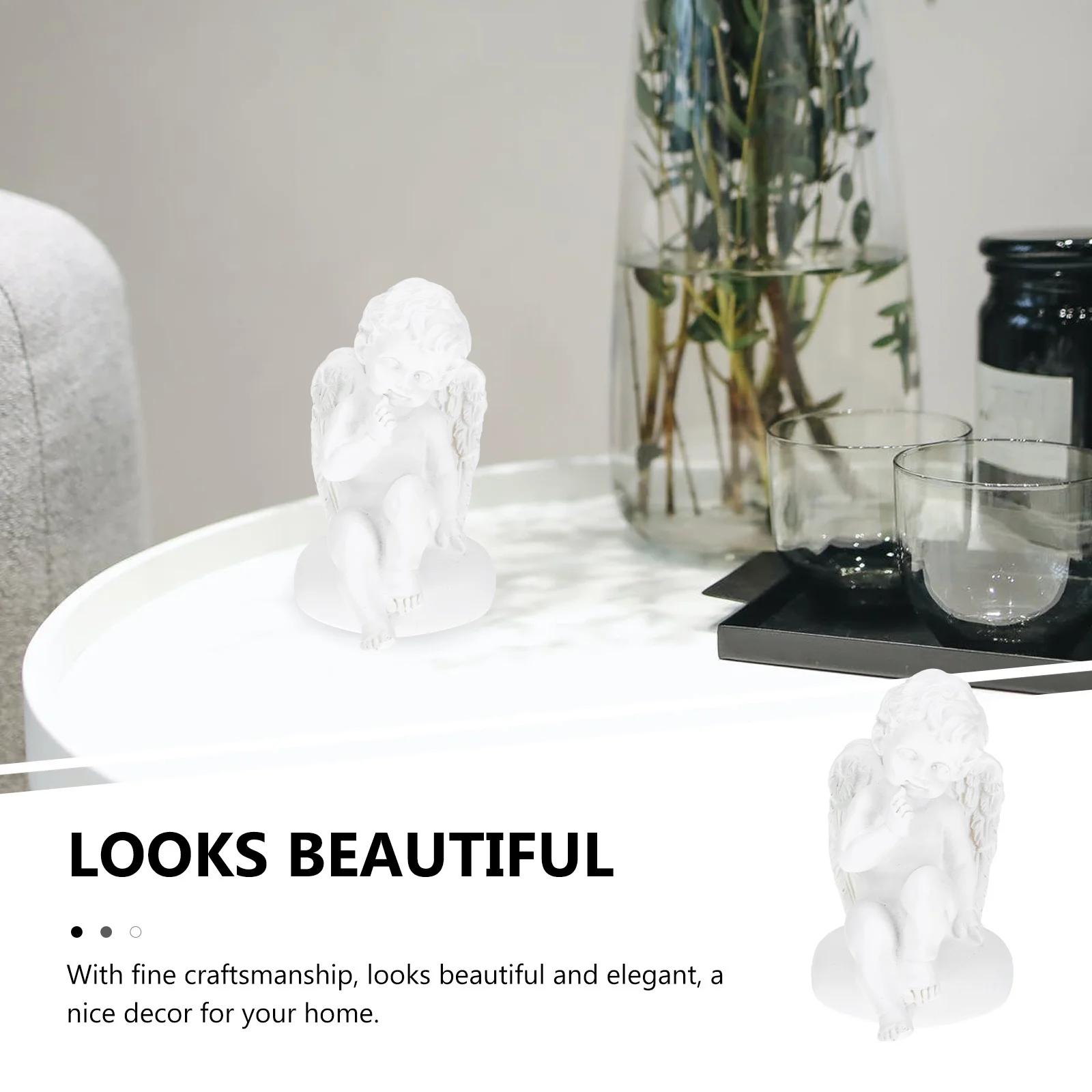 

1Pcs Resin Angel Statue Cupid Sculpture for Home Office Desktop Ornament Resin Cherub Angel Decoration Cherub Figurine