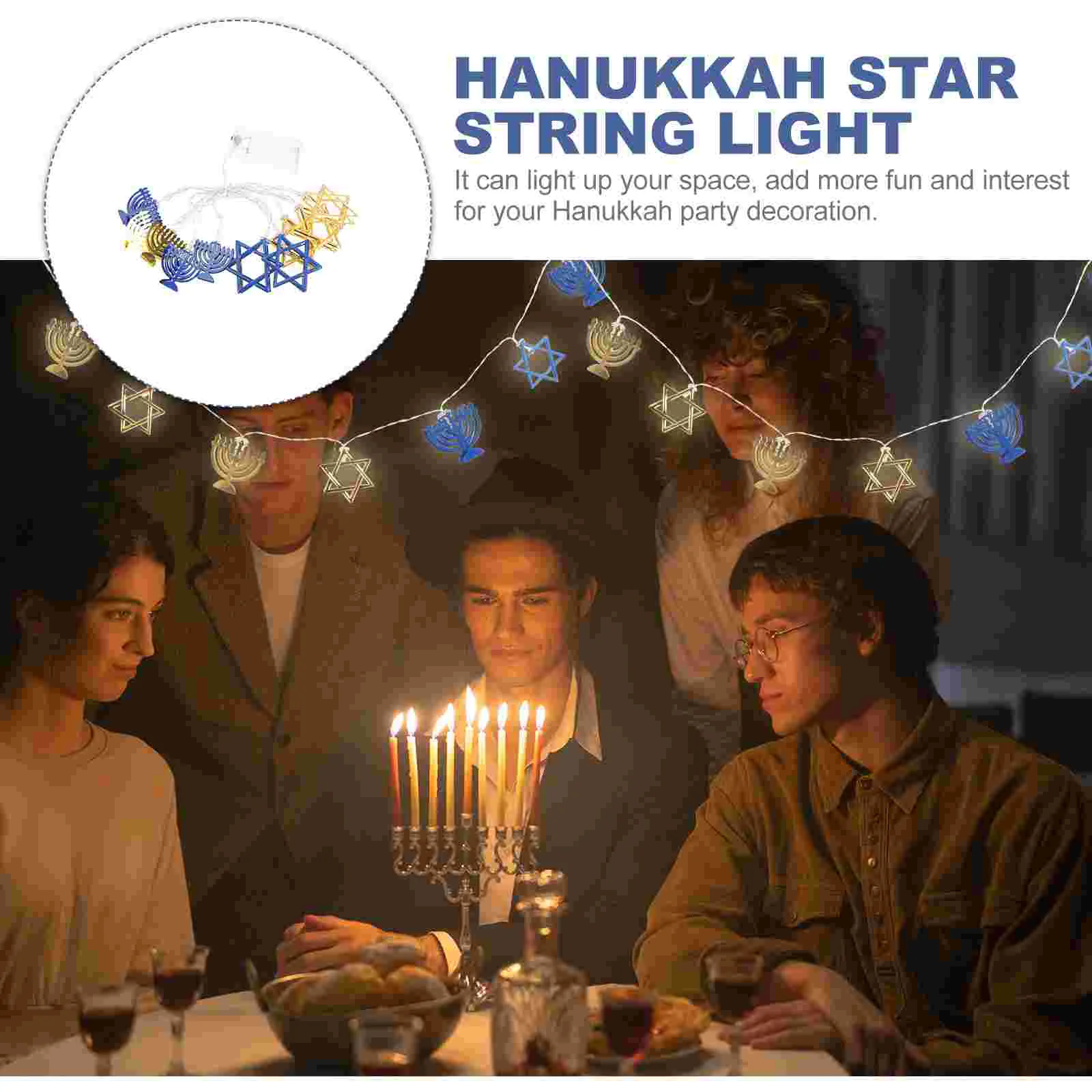 Decorative Lights Hanukkah String Indoor Decoration Chanukah Star Wrought Iron Ornament Chanukah Decor Menorah Party Supplies