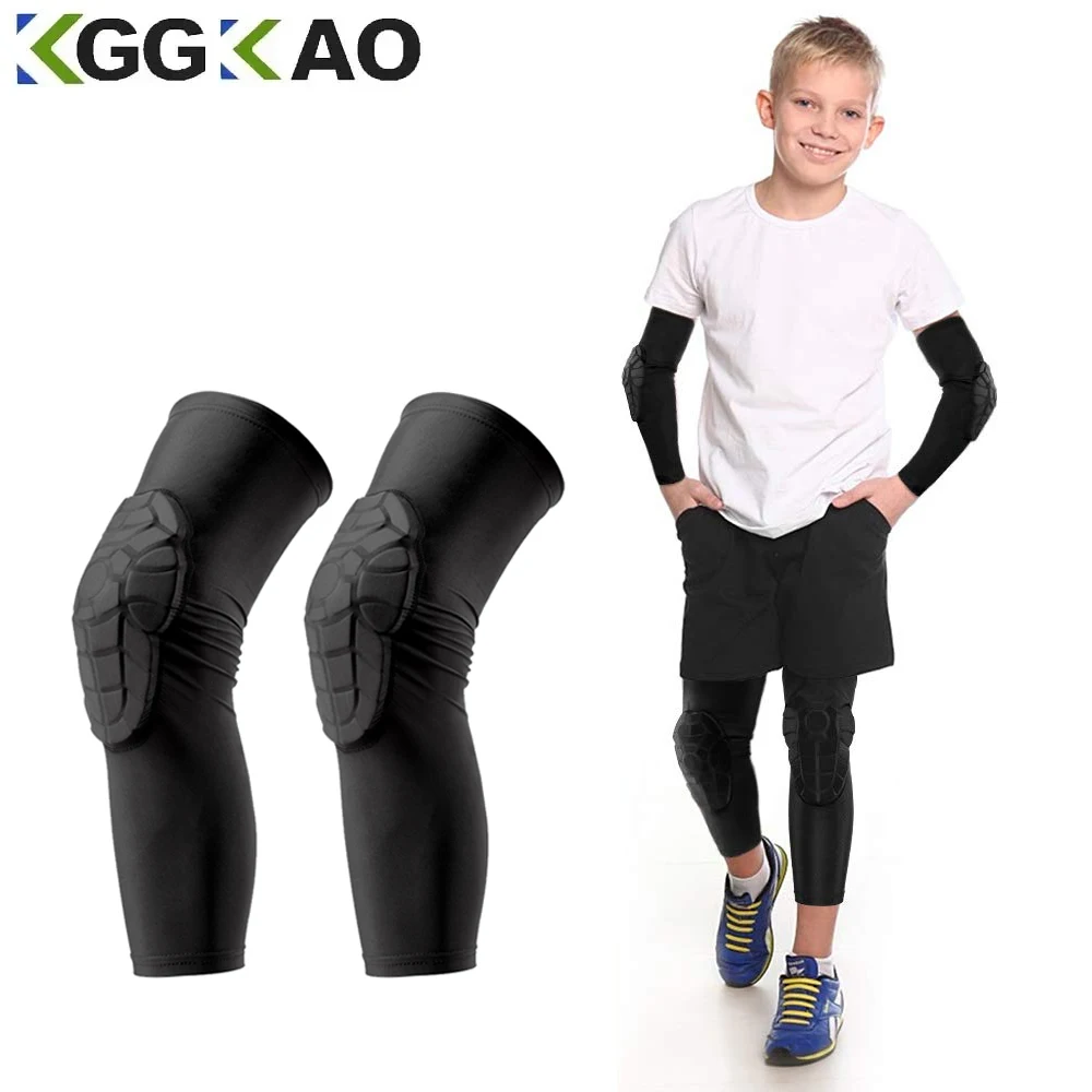 1/2Pcs Kids/Youth Sports Honeycomb Compression Knee Pad Guards Protective Gear for Basketball, Baseball, Football, Gym, Cycling