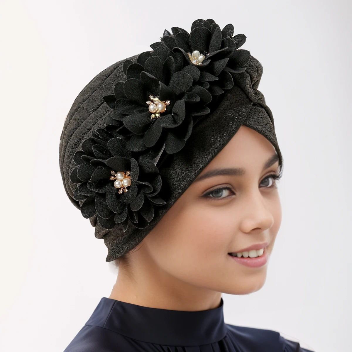 

Soft Floral Muslim Inner Hijab Caps Floral Diamond Underscarf Modal Cotton Inner Cap Veil Head Wear Women's Bonnet Hats Headcap