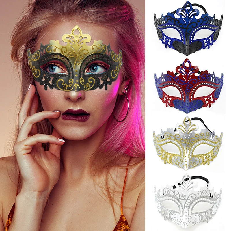

Painted Gold Powder Crown Mask Costume Ball Halloween Party Half Face Eye Mask Performance Props Men And Women Models Universal