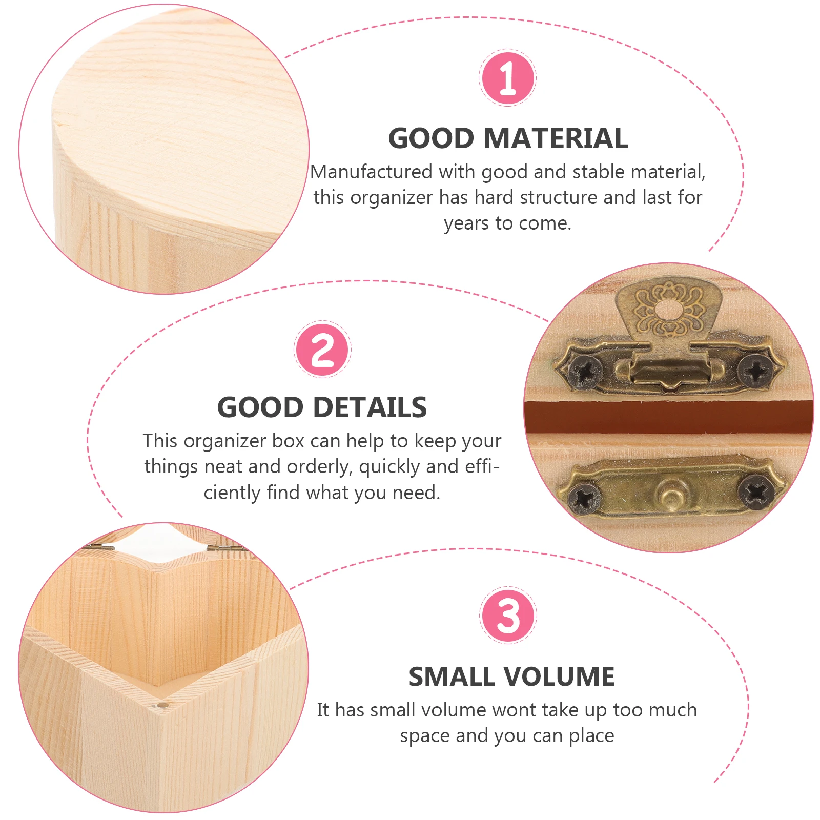 

4pcs Unfinished Wooden Boxes Storage Organizer Craft Trinket Container Diy Gift Holder Small Unpainted Wood Jewelry Case