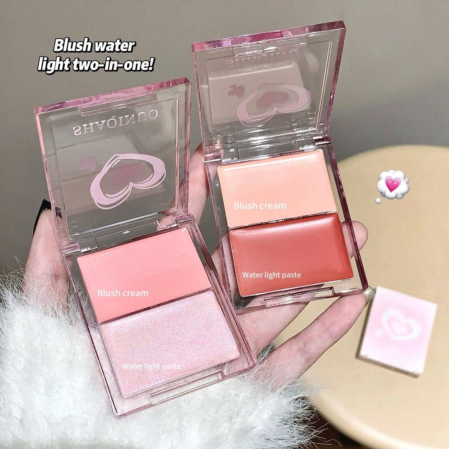 Dwukolorowa paleta różów wodnych Nawilżający i rozjaśniający makijaż twarzy Blush Cream Rouge