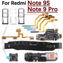 SIM Charging Port Board For Xiaomi Redmi Note 9 Pro 9S LoudSpeaker Earpiece Speaker Fingerprint Sensor Motherboard Flex Cable