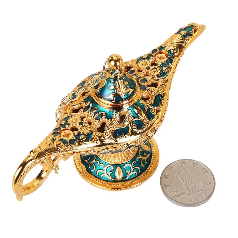 1PCS Aladdin Lamp Decorative Ornament Small European Retro Home Decoration Metal Decoration Russian Ing Lamp Holiday Gift