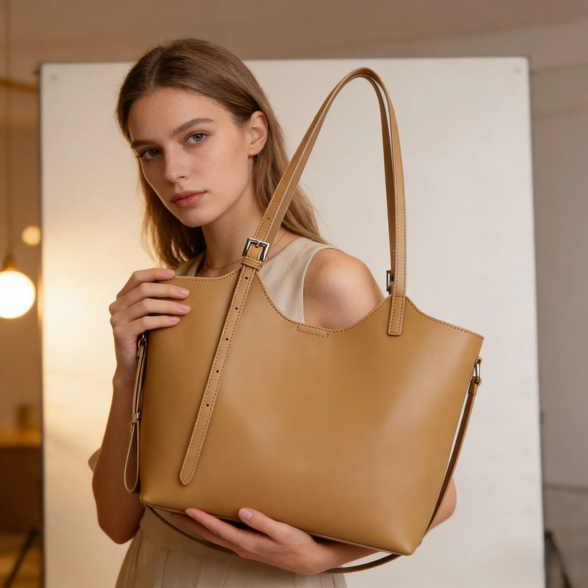 

Модная женская сумка-тоут из натуральной кожи однотонного цвета, вместительная повседневная сумка, стильная универсальная сумка для поездок на работу