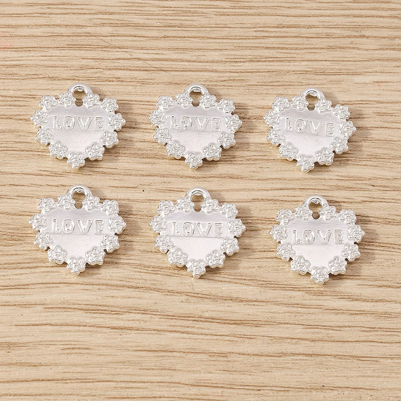 20 stücke 14x16mm niedlichen Gold Silber Farbe Legierung Liebe Herz Charms Anhänger für Schmuck Herstellung Ohrringe Halsketten Armbänder DIY Geschenke – Detail 17