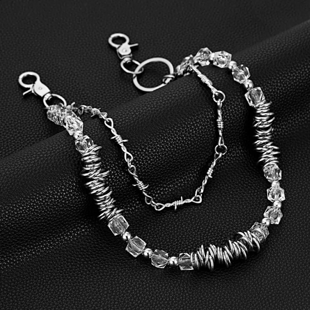 موضة السراويل المعدنية محفظة سلسلة الهيب هوب Y2K بنطلون سلسلة الشرير Harajuku متعدد الطبقات سلسلة المفاتيح للنساء رجل